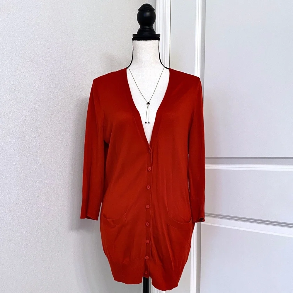 NEW YORK & COMPANY Red Sweater with 3/4 Sleeves